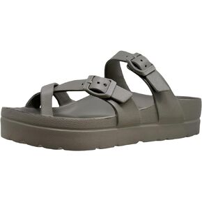 Women's Strappy Platform Sandals Ring Toe Double Buckles Slip On Flatform Shoes