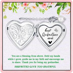 Godmother Gifts From Godchild Hidden Message Locket Necklace Godmother Gifts for Baptism Mothers Day Gift for Godmother Birthday Christmas Gifts for Godmother