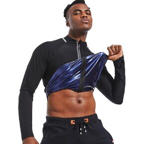 Sauna Suit for Men Sweat Jacket Sweating Shirts Long Sleeve Workout Suits Body Shaper for Gym Exercise Fitness