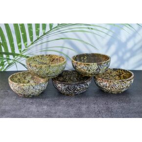 Ajuny Soapstone Scrying And Smudge Bowl Pot Sun Floral Design Handmade Household Kitchen Table Decorative Gift 5 Inch