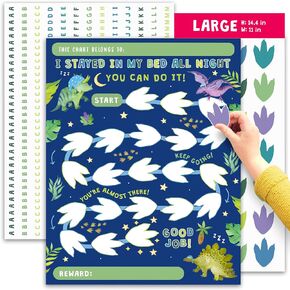 Reward Chart For Kids - Bedtime Routine Chart For Toddlers - Dinosaur Behavior Chart For Kids At Home Boys - Toddler Schedule Board For Kids - Reward Stickers For Sleeping In Own Bed - By Central 23