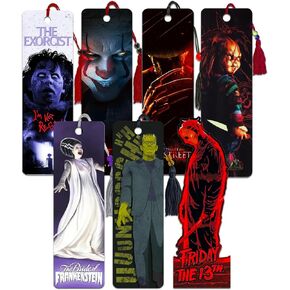 Horror Themed Bookmarks - Scary Bookmarks for Adults Bundle Includes 7 Horror Monster Themed Bookmarks | Horror Movie Themed Bookmarks