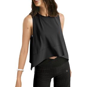 UEU Cropped Tank Tops for Women Workout Yoga Athletic Summer Flowy Split Side Slit Oversized Loose Fit Tee Sleeveless