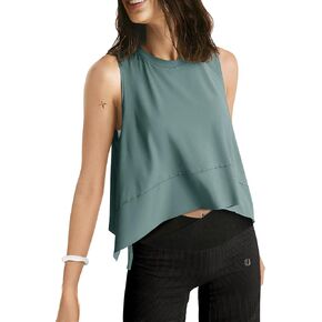 UEU Cropped Tank Tops for Women Workout Yoga Athletic Summer Flowy Split Side Slit Oversized Loose Fit Tee Sleeveless