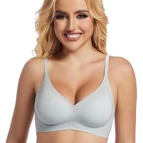 PRETTYWELL Comfort Push up Bras for Women Soft Underwire V Neck Bra Breathable Padded T Shirt Bralettes Seamless Everyday Bra