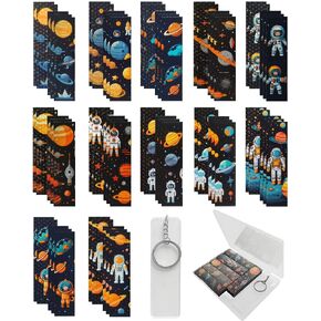 60 Pcs Astronaut Sensory Stickers Textured Strips for Anxiety Stress Relief Reusable Adhesives Tactile Rough with Chain, 2 Textured Surface 12 Patterns for Office Desk Phone Laptop