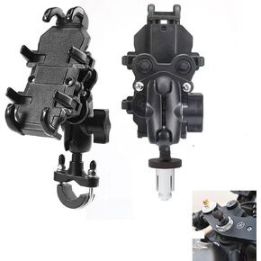 Motorcycle Phone Holder Motorbike Mirror Seat Phone Mount fit for Fork Stem Holes 13mm- 19mm Phone Mount (Style A)