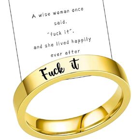 FUCK IT CIRCLE RING,Fuck It Ring,Stainless Steel Fuck Ring Stackable Mantra Ring,Funny Curse Word Inspirational Ring Jewelry Accessory Best Friend Birthday Holiday Gifts