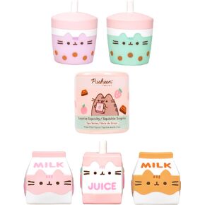 Hamee Pusheen the Cat Cute Water Filled Surprise Capsule Squishy Toy [Series 4] [Pusheen Sips] [Birthday Gift Bag, Party Favor, Gift Basket Filler, Stress Relief Toy] – 5 Pc. (Mystery – Blind Capsule)
