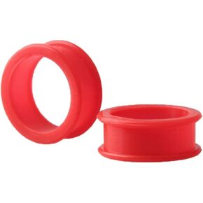 Pair 9/16" (14MM) RED SILICONE FLAT FLARE TUNNELS Double Flare Gauges Thin Soft Flexible Flesh Plugs (2pcs)