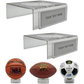 Football Basketball Volleyball Soccer Rugby Ball Stand Holder (2-Pack) Sports Ball Display Case Rack Name Plate
