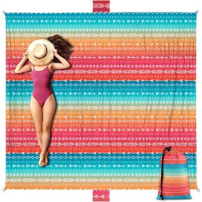 Beach Blanket Sandproof 111''*121'' Extra Large Waterproof Windproof Durable Beach Mat Sand Free Mat