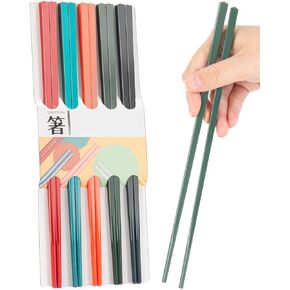 Chopsticks,LIANGKEN 5 Pairs Dishwasher Safe Fiberglass Chopsticks Set,9.5 Inch Reusable Japanese Chinese Chopsticks , Non-Slip, Easy to Use (colorful ) (9.5 inch, colorful)