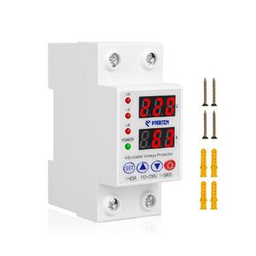 Adjustable Miniature Circuit Breaker Protection Breaker 110/230V 2P 1~63A Adjustable Current Limit Quick Disconnect Overvoltage Undervoltage Time-Delay Protection and Automatic Reset