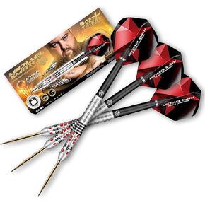 Shot! Darts Steel Tip, Michael Smith Achieve Match (21g/22g/23g/24g/25g/26g), 90% Tungsten Barrel, Center Weighted, Handcrafted Professional Dart Set & Flights Made in New Zealand, Metal Tip