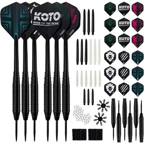 2 KOTO Black Brass Darts + 90 Pieces Accessories Darts