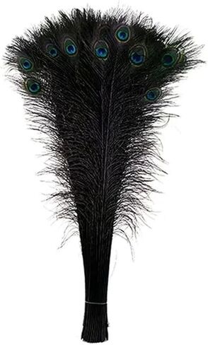 10 Pieces Real Dyed Peacock Eye Feathers 30-35" for Crafts, Wedding, Halloween (Turquoise) in Saudi Arabia
