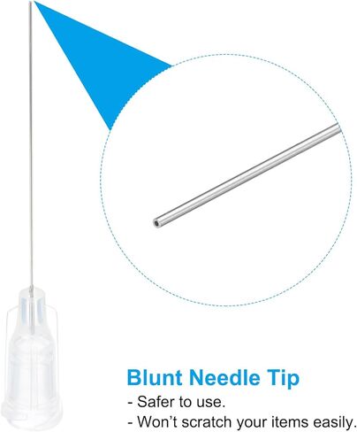 PATIKIL 21Ga x 1.5 Inch Dispensing Needle Tips, 100Pcs Stainless Steel and Plastic Glue Needle Tube Blunt Tips with Luer Lock for Glue Oil Applicator, Purple in Kuwait