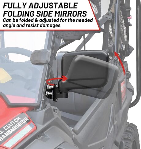 SAUTVS Adjustable Side Mirrors for Honda Pioneer 1000 16-24, High-definition Clear Wider Folding Exterior Side Rearview Mirror for Honda Pioneer 1000 2016-2024 Accessories, 2PC, Replace# 0SV05-HL4-202 in Saudi Arabia