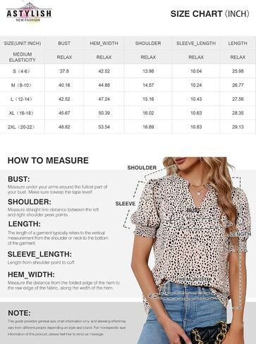 Astylish Womens Fashion Blouses Notched V Neck Puffer Short Sleeve Shirt Polka Dot Tops Chiffon Dressy Shirts in Saudi Arabia