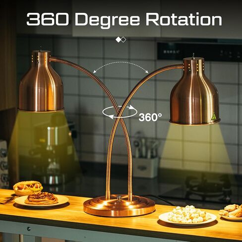2 Pcs Food Heat Lamp Food Heat Preservation Lamp Commercial Food Warmer Light Portable Catering Heat Lamp for Restaurant Kitchen Food Heating Home Use Service Buffet, Dual Head, 250W Bulb in Saudi Arabia