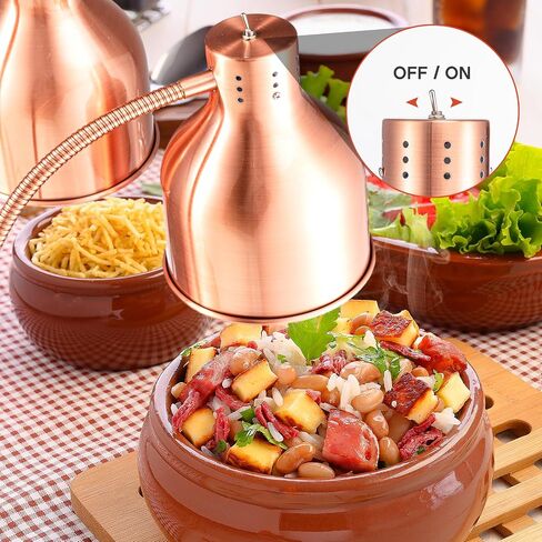 2 Pcs Food Heat Lamp Food Heat Preservation Lamp Commercial Food Warmer Light Portable Catering Heat Lamp for Restaurant Kitchen Food Heating Home Use Service Buffet, Dual Head, 250W Bulb in Saudi Arabia