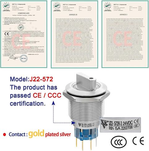 Rotary Switch 19mm in 3 Positions, Blue LED Light 12-24VDC, Lock Selection Switch 250V 2NO (Left Open, Middle Close, Right Open) in Saudi Arabia