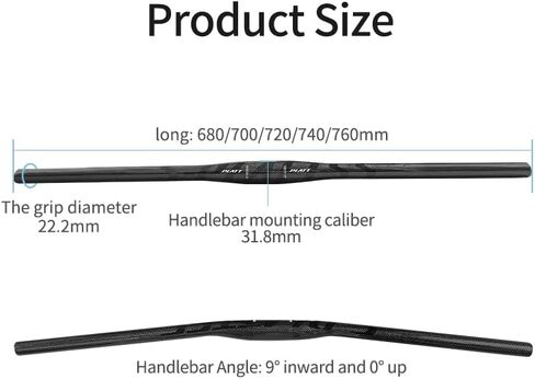 Carbon Handlebars Mountain Bike Handlebars, Flat Bars 31.8mm 3K Glossy 680mm 720mm 760mm MTB Handlebars for Mountain Bikes Road Bike (White logo, 680MM) in Saudi Arabia