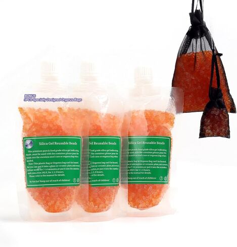 Gun Safe Dehumidifier Moisture Absorbers: Car Dehumidifier, Closet Rechargeable Dehumidifier For Gun Safe RV, Silica Gel Indicating Desiccant Food Grade Canister（1x200g) Refill Packs(3x200g) Bags in Saudi Arabia