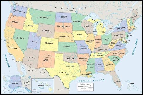 خريطة الولايات المتحدة الأمريكية الجافة القابلة للتقشير واللصق، خريطة حائط أمريكية، 30.48 سم × 45.72 سم، من The Peel People in Kuwait