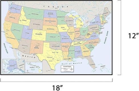 خريطة الولايات المتحدة الأمريكية الجافة القابلة للتقشير واللصق، خريطة حائط أمريكية، 30.48 سم × 45.72 سم، من The Peel People in Kuwait
