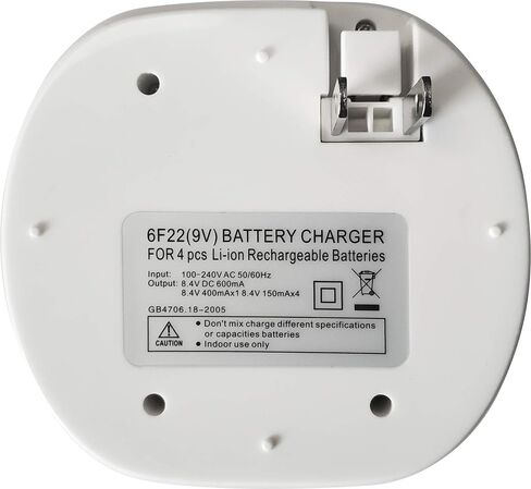 شاحن بطارية ليثيوم أيون EEMB LP 9V قابل لإعادة الشحن لبطاريات ليثيوم أيون 6F22 650 مللي أمبير 9 فولت لإنذار الدخان والكاميرات الرقمية وساعات اللعب (شاحن 4 خليج) in Saudi Arabia