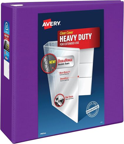 Avery Heavy-Duty View 3 Ring Binder, 4 Inch One Touch EZD Rings, 4.5 Inch Spine, 1 Purple Binder (79813) in Saudi Arabia