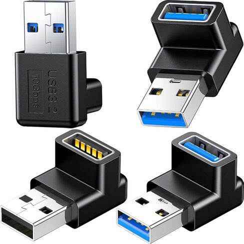 4 حزمة 10 جيجابت في الثانية USB 3.1 ذكر إلى أنثى محول الزاوية اليمنى لأعلى ولأسفل زاوية 90 درجة USB 3.0 موصل يدعم 3A شحن سريع للكمبيوتر، الكمبيوتر الشخصي، سطح المكتب، الكمبيوتر المحمول، محور USB، شاحن USB in Kuwait