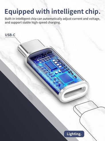 محول HianDier Lighting إلى USB C لمحول iPhone 15، محول إضاءة أنثى إلى USB C ذكر لهاتف iPhone 15 Pro Max Plus وiPad Air وSamsung، يدعم نقل البيانات والشحن، وليس للصوت/OTG، فضي in Kuwait