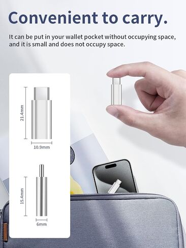 محول HianDier Lighting إلى USB C لمحول iPhone 15، محول إضاءة أنثى إلى USB C ذكر لهاتف iPhone 15 Pro Max Plus وiPad Air وSamsung، يدعم نقل البيانات والشحن، وليس للصوت/OTG، فضي in Kuwait