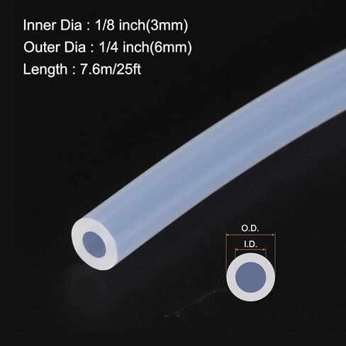 25ft 1/8 "ID x 1/4" OD أنابيب السيليكون واضحة 3 مم × 6 مم أنابيب بلاستيكية صناعية خراطيم السيليكون النقي لمضخة سيفون استنزاف تخمير in Saudi Arabia