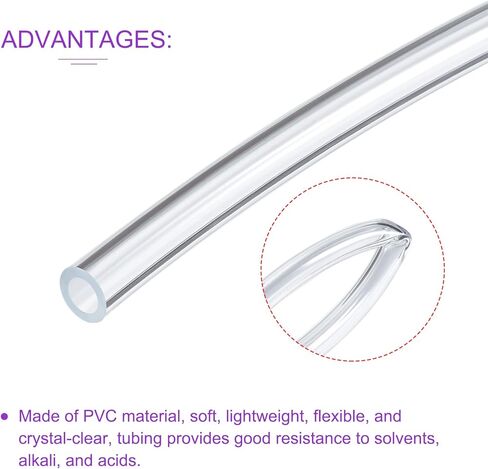 DMiotech 1 مم ID 1.6 مم OD أنبوب PVC شفاف مرن خرطوم فينيل لأنابيب مياه الحديقة، أنبوب هواء أنبوب زيت، طول 3 متر in Saudi Arabia