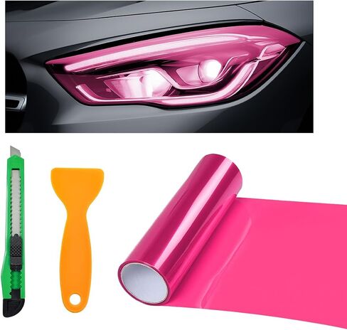 Tint Vinyl Film Sticker Sheet Roll for Car Headlight, 12×48 Inch Auto Taillight Vinyl Wrap Film, Self Adhesive Fog Light Vinyl Film with Squeeze & Cutter, Car Accessories (Light Black) in Saudi Arabia