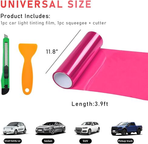 Tint Vinyl Film Sticker Sheet Roll for Car Headlight, 12×48 Inch Auto Taillight Vinyl Wrap Film, Self Adhesive Fog Light Vinyl Film with Squeeze & Cutter, Car Accessories (Light Black) in Saudi Arabia