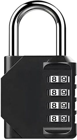 Gym Padlock, 4 Digit Outdoor Waterproof Resettable Combination Padlock for School Gym Locker(1 Pack Black) in Kuwait