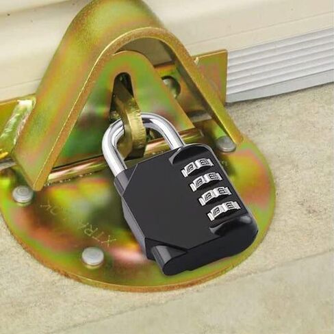 Gym Padlock, 4 Digit Outdoor Waterproof Resettable Combination Padlock for School Gym Locker(1 Pack Black) in Kuwait