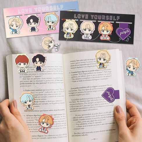8Pcs BTS Magnetic Bookmarks Korean Kpop Bangtan Boys Group Singer Merchandise Page Markers Book Accessories Music Album Collection Merch Gifts for Army Fans Enthusiasts Reading Lovers Girls in Kuwait