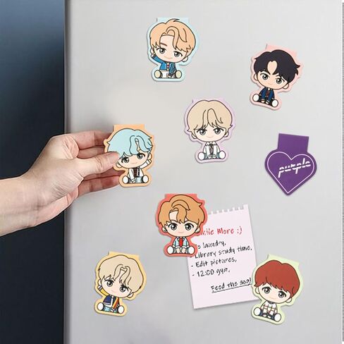 8Pcs BTS Magnetic Bookmarks Korean Kpop Bangtan Boys Group Singer Merchandise Page Markers Book Accessories Music Album Collection Merch Gifts for Army Fans Enthusiasts Reading Lovers Girls in Kuwait