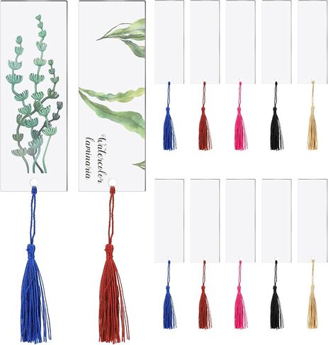 Outus 40 Pieces Blank Acrylic Bookmark Set Craft Clear Acrylic Blank Bookmark with Colorful Bookmark Tassel for Christmas Gift Stocking Stuffers DIY Projects and Present Tag in Saudi Arabia
