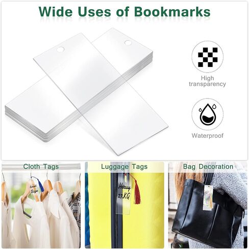 Outus 40 Pieces Blank Acrylic Bookmark Set Craft Clear Acrylic Blank Bookmark with Colorful Bookmark Tassel for Christmas Gift Stocking Stuffers DIY Projects and Present Tag in Saudi Arabia