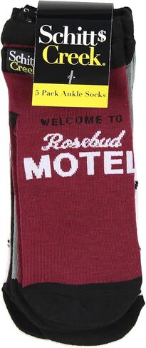 CultureFly، Schitt's Creek Merchandise Rosebud Motel Cafe Tropical Rose Apothecary 5 عبوات مزيج وتطابق لا تظهر جوارب الكاحل، متعددة الألوان، مقاس واحد in Kuwait