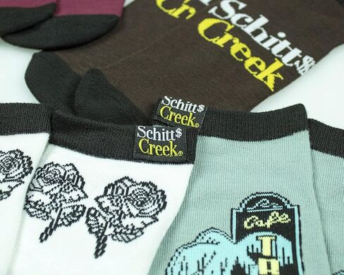 CultureFly، Schitt's Creek Merchandise Rosebud Motel Cafe Tropical Rose Apothecary 5 عبوات مزيج وتطابق لا تظهر جوارب الكاحل، متعددة الألوان، مقاس واحد in Kuwait