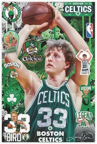 BAOGELI Larry Bird Poster Basketball Picture Canvas Poster Wall Art Decor Print Picture Paintings for Living Room Bedroom Decoration Unframe:12x18inch(30x45cm) in Saudi Arabia