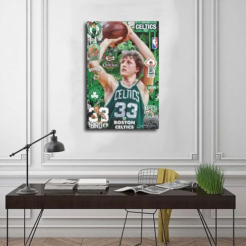 BAOGELI Larry Bird Poster Basketball Picture Canvas Poster Wall Art Decor Print Picture Paintings for Living Room Bedroom Decoration Unframe:12x18inch(30x45cm) in Saudi Arabia